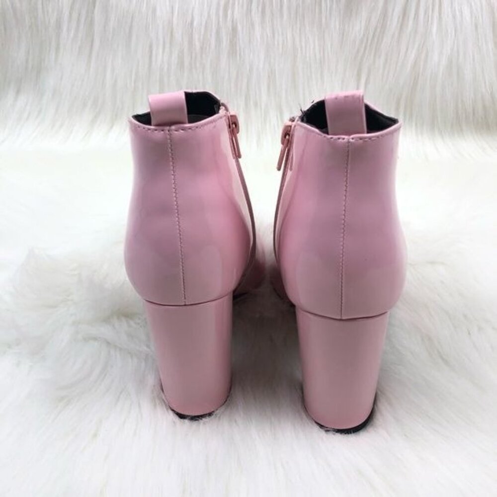 New Women's Qupid Signal Block Heel Low Pointed Toe Ankle Bootie Baby Pink - Picture 12 of 12